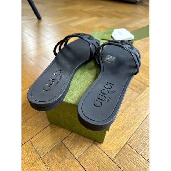 Gucci Women's Black Marmont Rubber Slides - Size 9 - Picture 3 of 6